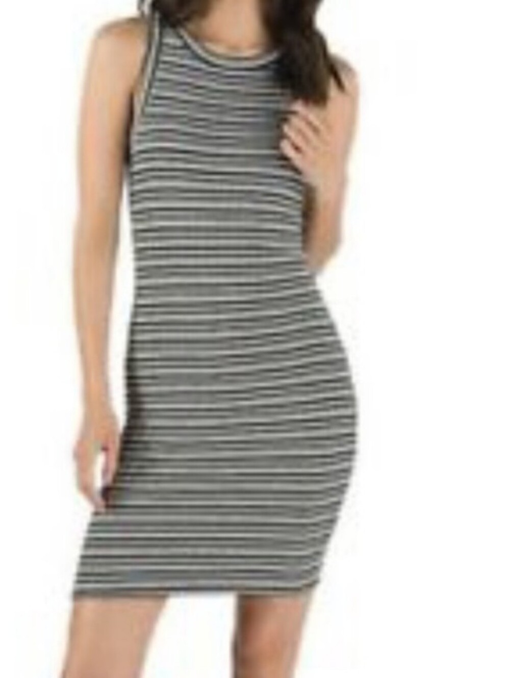 Vans Black & White Striped Sleeveless Ribbed Tank Dress - Size Medium